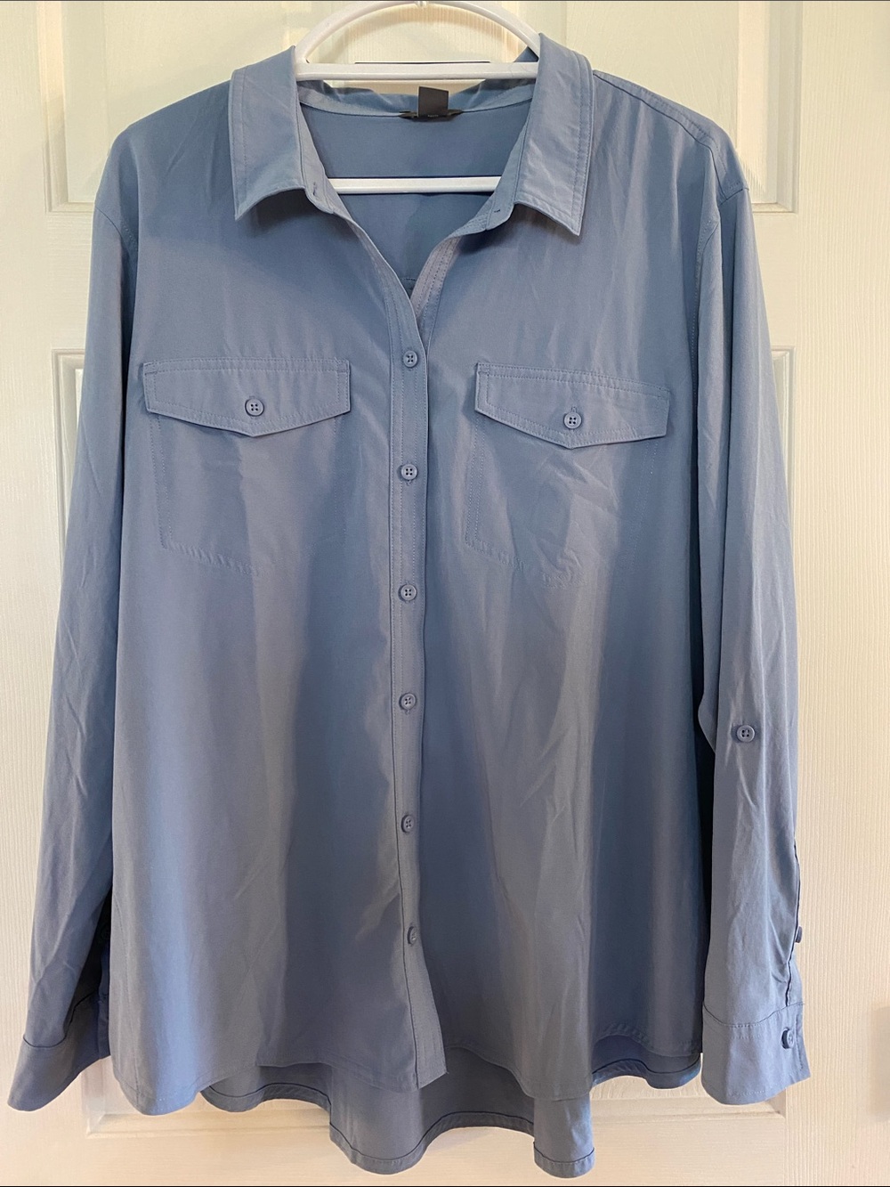 Eddie Bauer Light Blue Classic Fit Button-Front Shirt